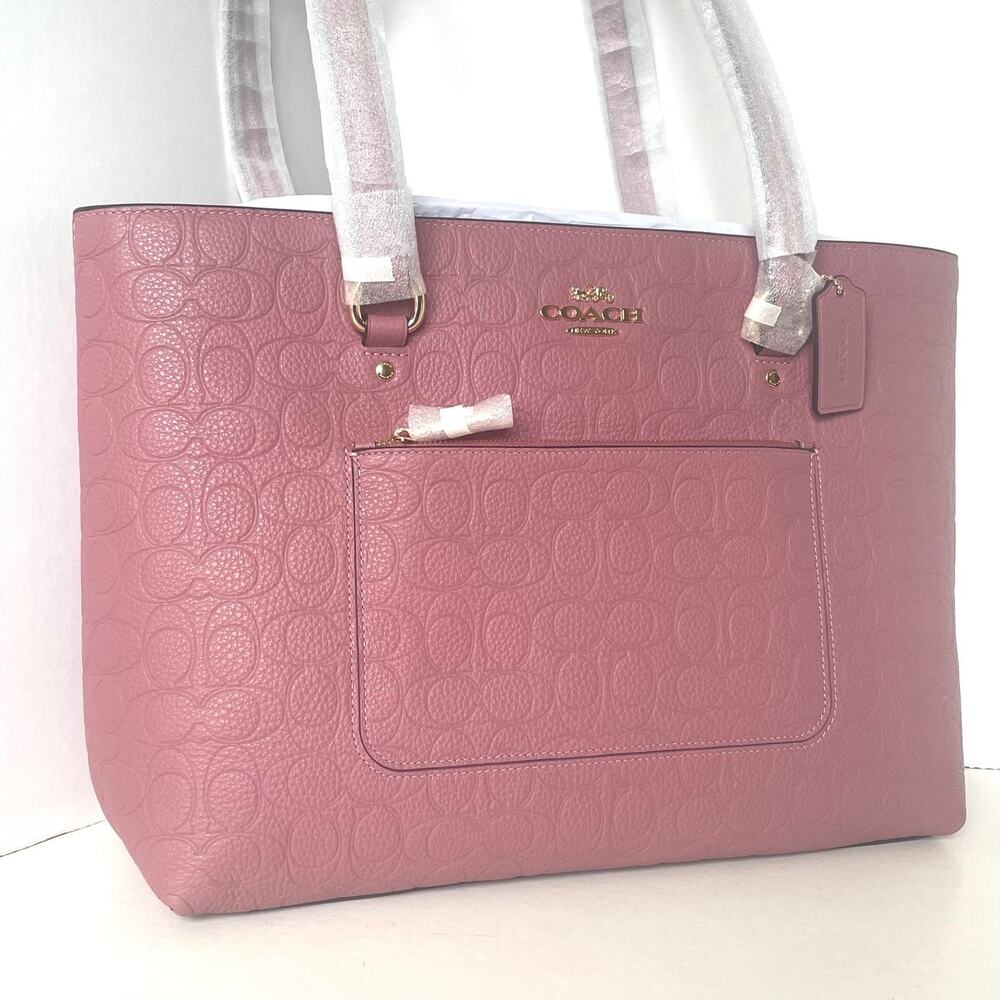 Coach Station Tote CDL99 Peony Pink Pebbled Leather Work Bag - Picture 4 of 11